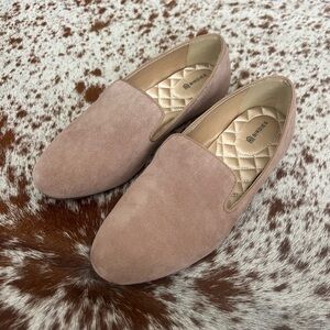 Birdies Starling Loafer Tan/Dusty Pink Suede Leather Flat Women's Size 8.5
